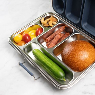 Bento madkasse i rustfrit st�l med 5 rum - Teal