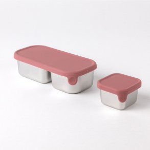 Snackboks s�t i rustfrit st�l med l�g - 2 stk - Rose