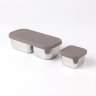 Snackboks s�t i rustfrit st�l med l�g - 2 stk - Taupe