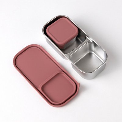 Snackboks s�t i rustfrit st�l med l�g - 2 stk - Rose
