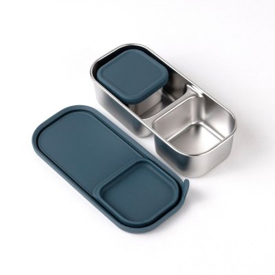 Snackboks s�t i rustfrit st�l med l�g - 2 stk - Teal
