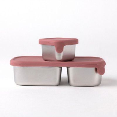 Snackboks s�t i rustfrit st�l med l�g - 2 stk - Rose