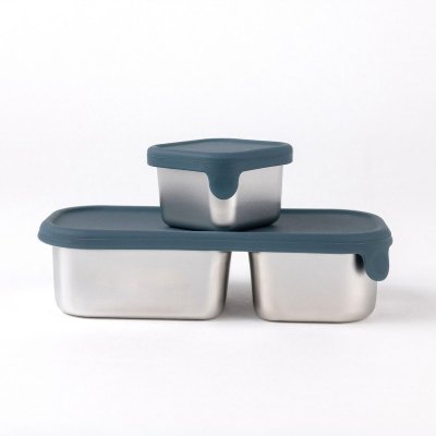 Snackboks s�t i rustfrit st�l med l�g - 2 stk - Teal