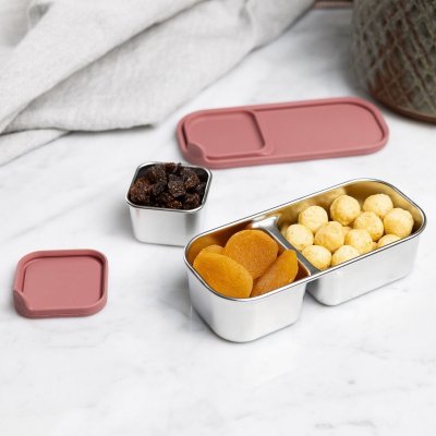 Snackboks s�t i rustfrit st�l med l�g - 2 stk - Rose