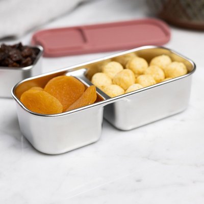 Snackboks s�t i rustfrit st�l med l�g - 2 stk - Rose