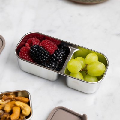 Edelstahl Snackdosen mit Deckel - 2er-Set - Taupe