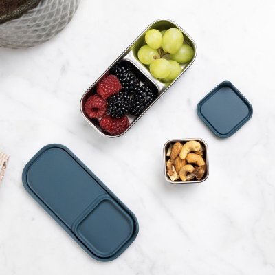 Snackboks s�t i rustfrit st�l med l�g - 2 stk - Teal