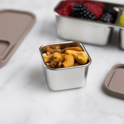 Edelstahl Snackdosen mit Deckel - 2er-Set - Taupe