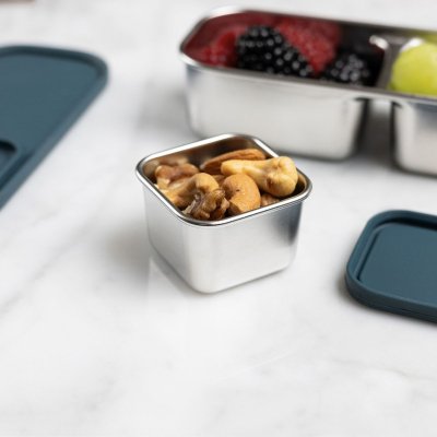 Snackboks s�t i rustfrit st�l med l�g - 2 stk - Teal