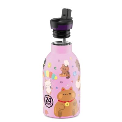 Kinder-Thermosflasche mit Strohhalm - 330 ml - Meow Friends