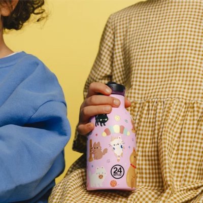 Kinder-Thermosflasche mit Strohhalm - 330 ml - Meow Friends