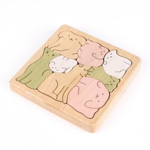 Wooden dog puzzle in beech wood - handmade jigsaw