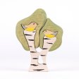 Birch tree with two birds - handmade in beech wood