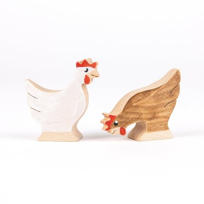 Hens - Wooden figures in beech wood