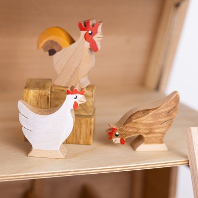 Hens - Wooden figures in beech wood