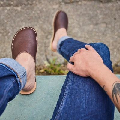 Duckfeet Klitm�ller Hausschuhe - Leder-Clogs mit Wollfutter - Choco