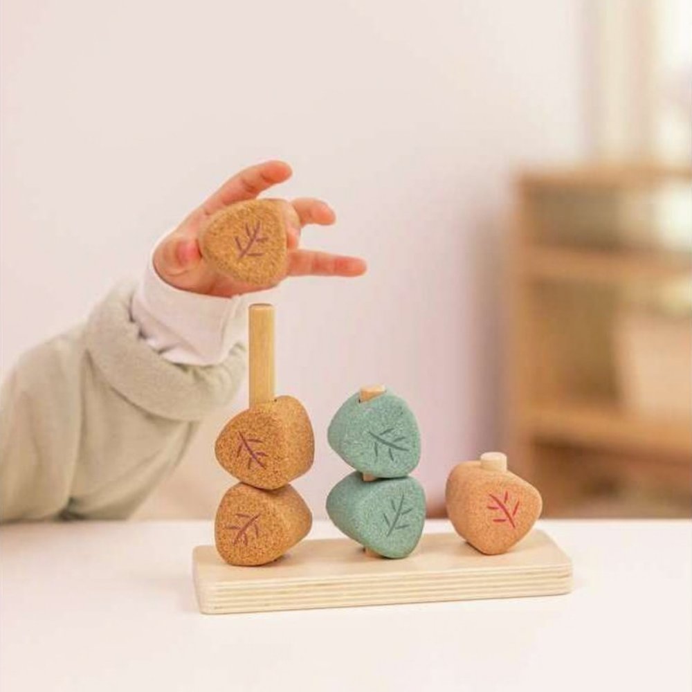 Learning Leaves - Montessori-inspired cork stacking toy