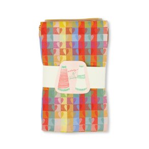 Foekje Fleur viskestykke og k�kkenh�ndkl�de #115 Other half med halve hjerter i farvet tern