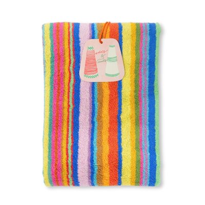 Foekje Fleur badeh�ndkl�de #111 Ribbons i stribet frott� med oph�ngsl�kke, 60x120 cm