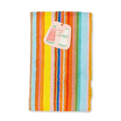 Foekje Fleur h�ndkl�de #114 Ribbons i stribet frott� med oph�ngsl�kke, 50x90 cm