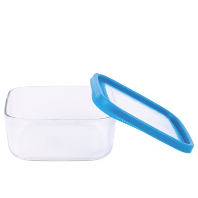 Glasbeh�lter mit Deckel - 19x19 cm - Blau