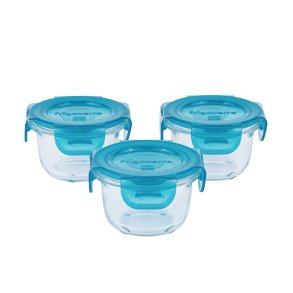 Glasbeh�lter f�r Babybrei - 3 x 185 ml - Blau