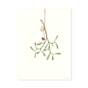 Weihnachtskarte mit Mistelzweig - A6 Klappkarte mit Umschlag