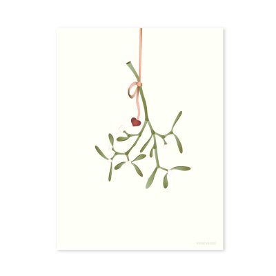 Weihnachtskarte mit Mistelzweig - A6 Klappkarte mit Umschlag