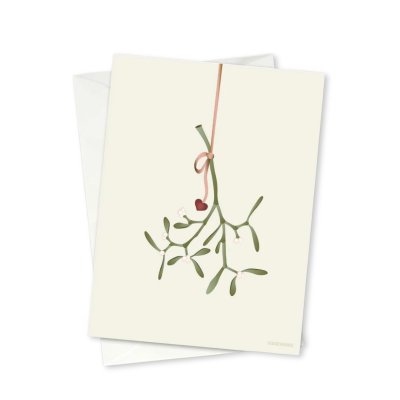 Weihnachtskarte mit Mistelzweig - A6 Klappkarte mit Umschlag