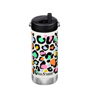 Thermo-Trinkflasche mit Strohhalm - 355 ml - Leopard