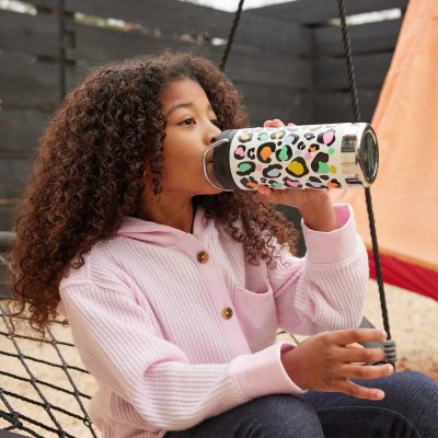 Thermo-Trinkflasche mit Strohhalm - 355 ml - Leopard